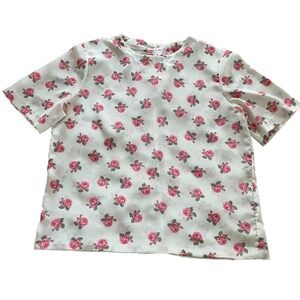 Vintage Russ Petites All Over Rose Print Blouse Imported Fabric USA Size Small